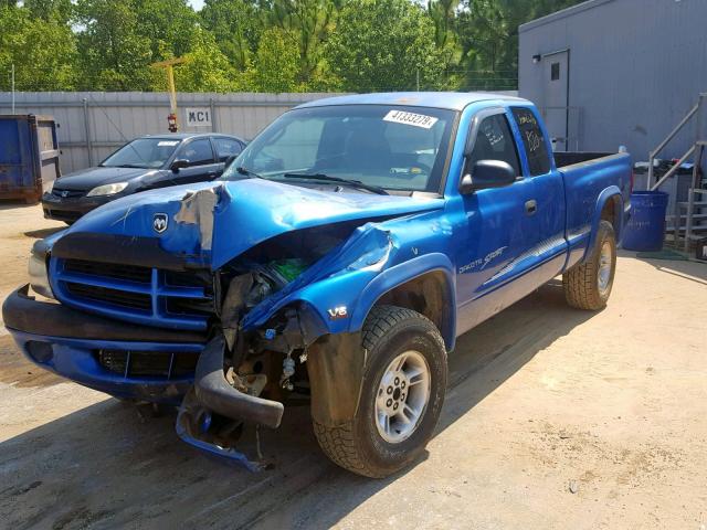 1B7GG22X2XS279529 - 1999 DODGE DAKOTA BLUE photo 2