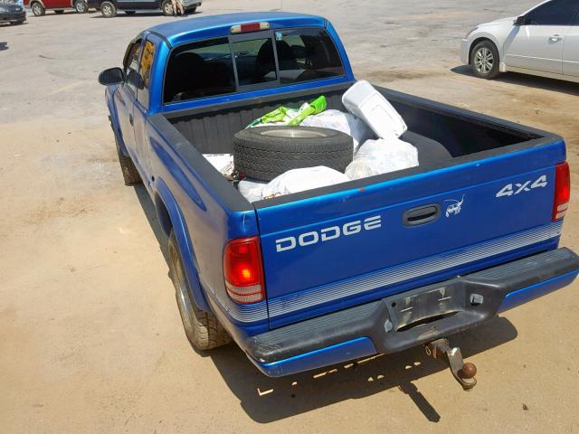 1B7GG22X2XS279529 - 1999 DODGE DAKOTA BLUE photo 3