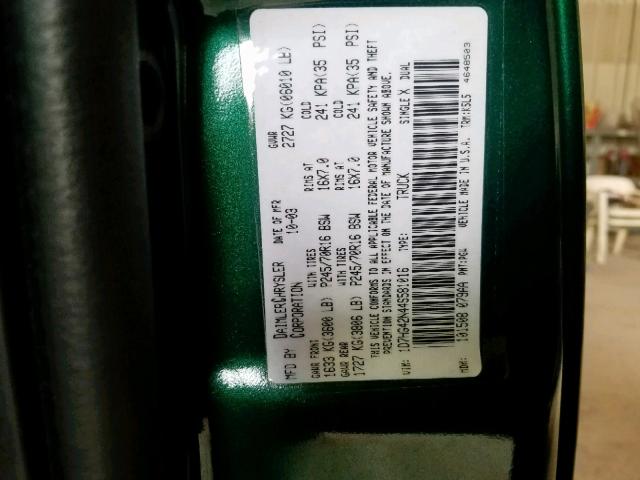 1D7HG42N44S581016 - 2004 DODGE DAKOTA SLT GREEN photo 10