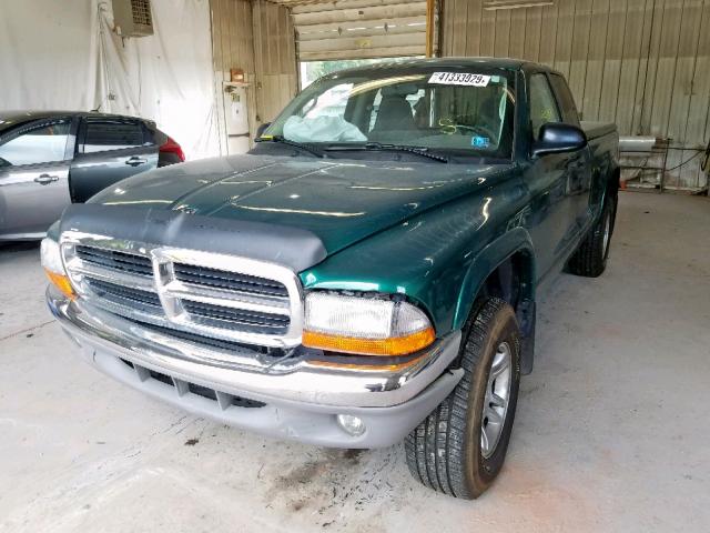 1D7HG42N44S581016 - 2004 DODGE DAKOTA SLT GREEN photo 2