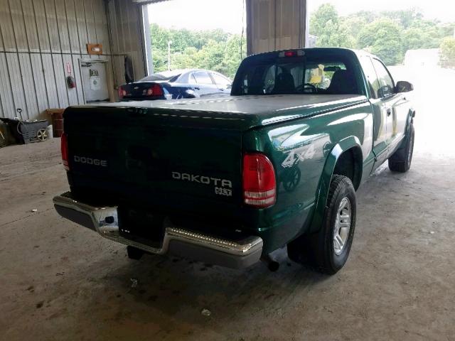 1D7HG42N44S581016 - 2004 DODGE DAKOTA SLT GREEN photo 4