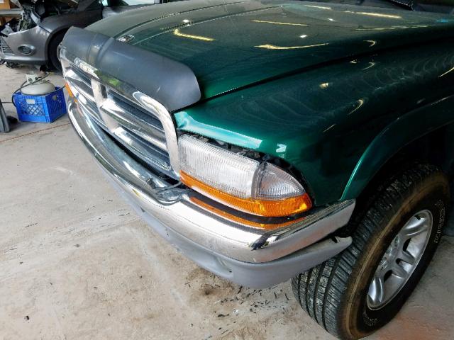 1D7HG42N44S581016 - 2004 DODGE DAKOTA SLT GREEN photo 9