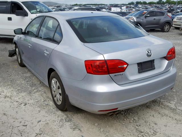 3VW2K7AJ2DM309424 - 2013 VOLKSWAGEN JETTA BASE ვერცხლისფერი ფოტო 3