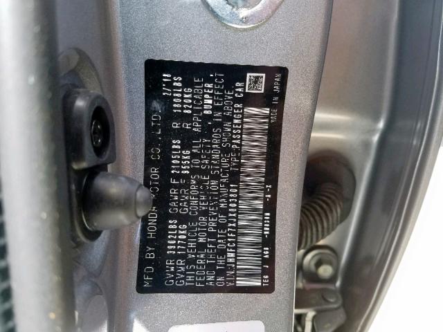 JHMFC1F7XJX003801 - 2018 HONDA CIVIC EXL Gümüş foto 10