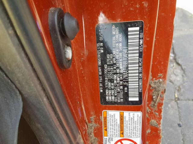 JF1ZNAA17H8704947 - 2017 TOYOTA 86 BASE ORANGE photo 10