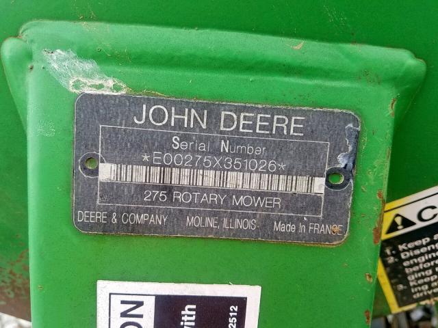 E00275X351026 - 2009 JOHN DEERE MOWER GREEN photo 10