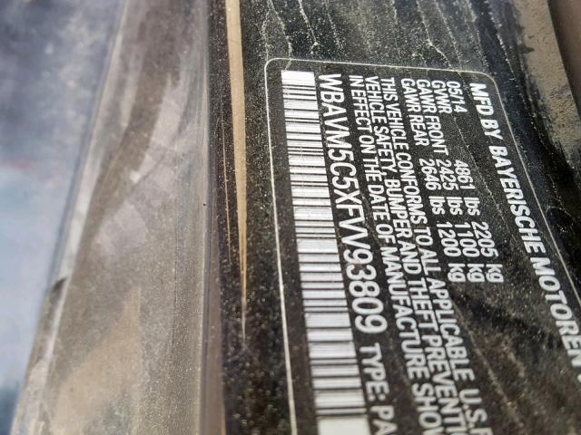 WBAVM5C5XFVV93809 - 2015 BMW X1 XDRIVE3 BLACK photo 10