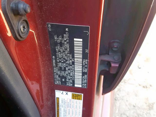 JTLKT324064108108 - 2006 TOYOTA SCION XB 勃艮第红 照片 10