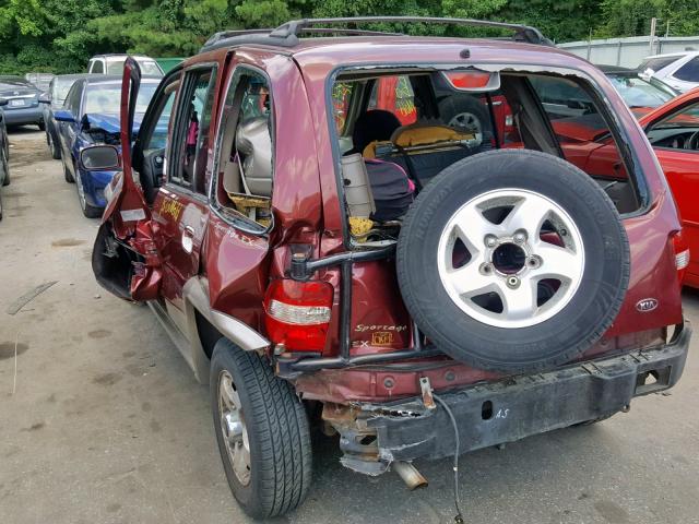 KNDJB723515079989 - 2001 KIA SPORTAGE BURGUNDY photo 3