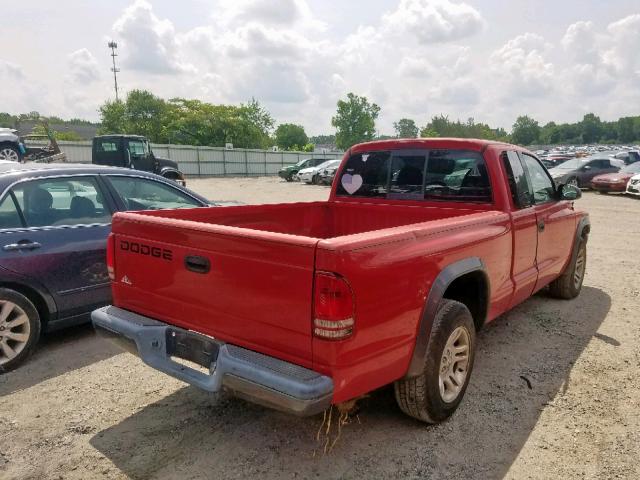 1B7GL12X22S688421 - 2002 DODGE DAKOTA BAS RED photo 4