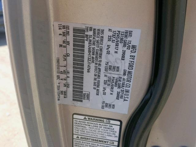 5LMEU68H13ZJ14766 - 2003 LINCOLN AVIATOR ნაცრისფერი ფოტო 10