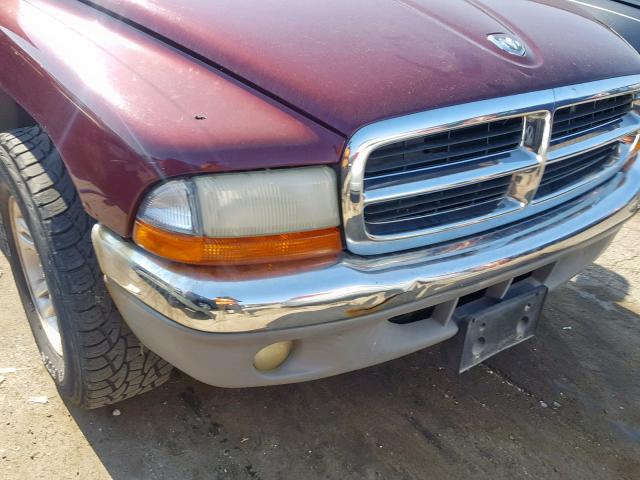 1B7GL22N61S334825 - 2001 DODGE DAKOTA BURGUNDY photo 9