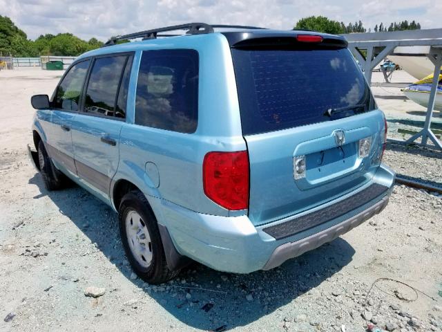 2HKYF18173H613101 - 2003 HONDA PILOT LX BLUE photo 3