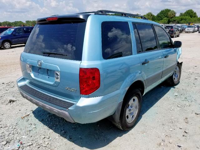 2HKYF18173H613101 - 2003 HONDA PILOT LX BLUE photo 4