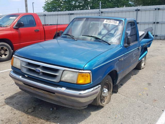 1FTCR10AXVUA22248 - 1997 FORD RANGER GREEN photo 2