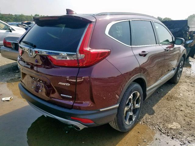 2HKRW2H90KH612581 - 2019 HONDA CR-V TOURI MAROON photo 4