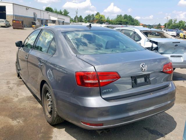 3VW2K7AJ5FM404448 - 2015 VOLKSWAGEN JETTA BASE GRAY photo 3