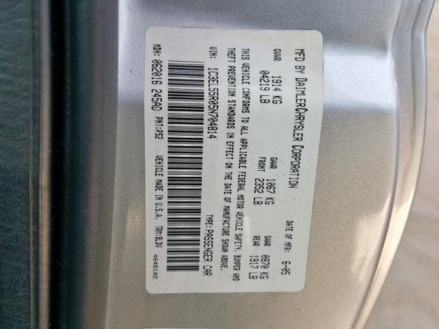 1C3EL55R05N704814 - 2005 CHRYSLER SEBRING TO SILVER photo 10