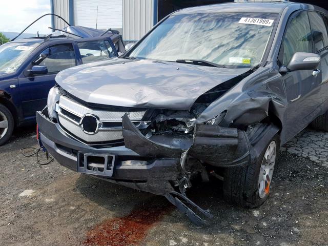 2HNYD28288H545423 - 2008 ACURA MDX GRAY photo 9