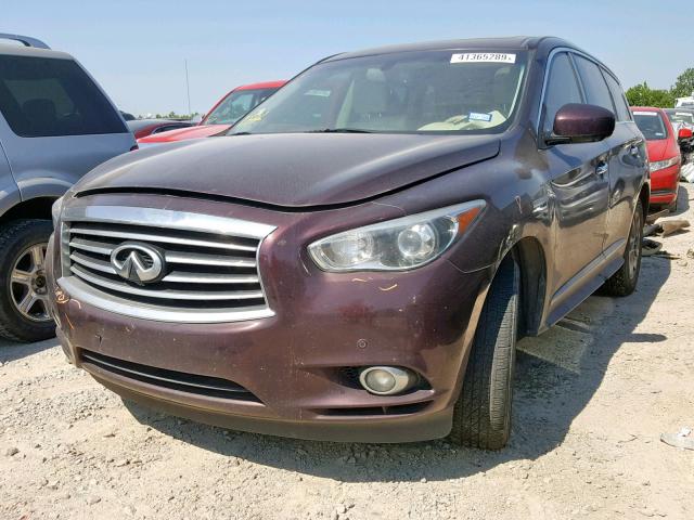 5N1AL0MM4DC335321 - 2013 INFINITI JX35 BURGUNDY photo 2