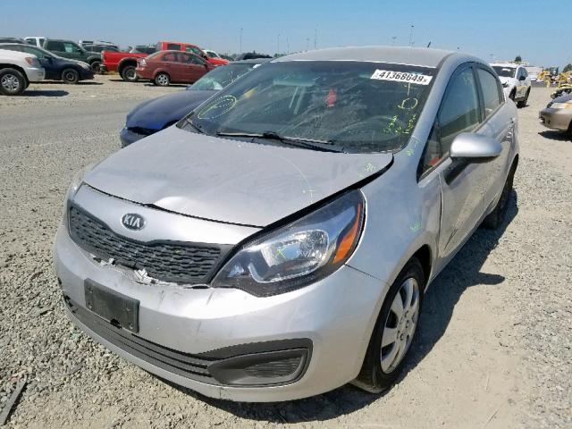 KNADM4A38D6244761 - 2013 KIA RIO LX SILVER photo 2