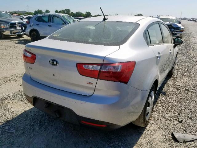 KNADM4A38D6244761 - 2013 KIA RIO LX SILVER photo 4