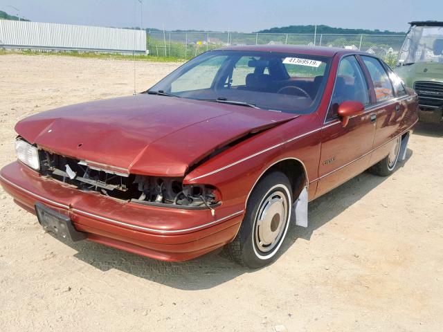 1G1BL53E7NR139378 - 1992 CHEVROLET CAPRICE BURGUNDY photo 2