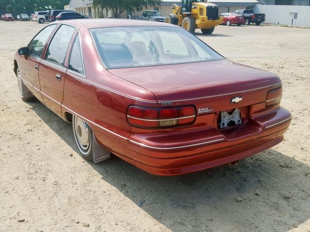 1G1BL53E7NR139378 - 1992 CHEVROLET CAPRICE BURGUNDY photo 3