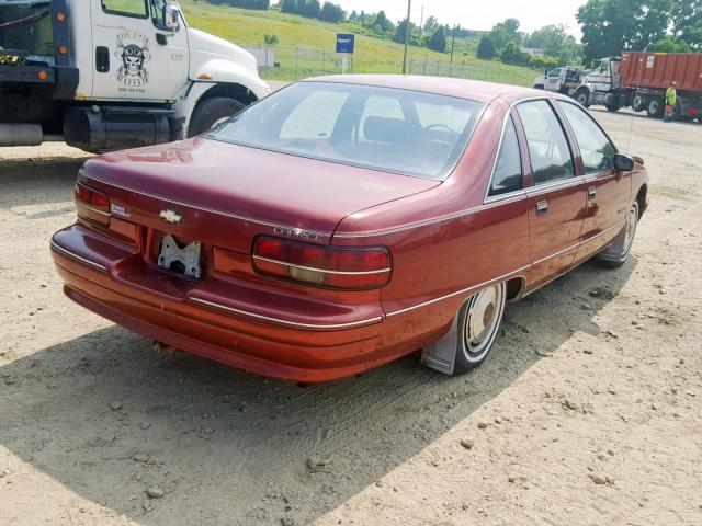 1G1BL53E7NR139378 - 1992 CHEVROLET CAPRICE BURGUNDY photo 4