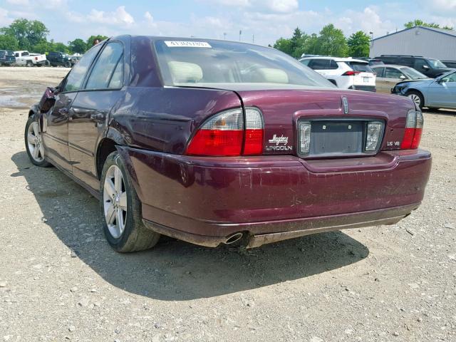 1LNFM87AX6Y602373 - 2006 LINCOLN LS BURGUNDY photo 3