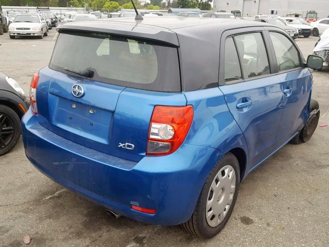 JTKKUPB4XD1036938 - 2013 TOYOTA SCION XD BLUE photo 4