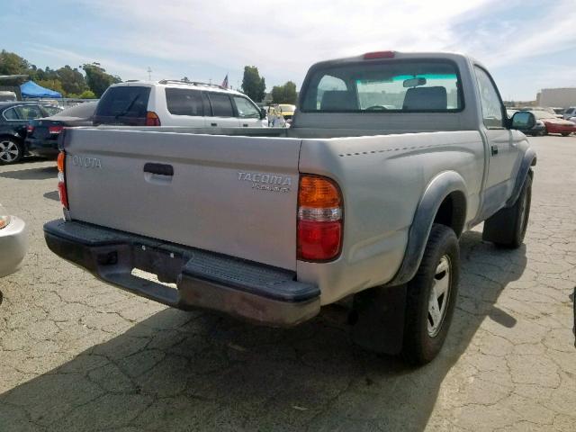 5TENM92N31Z816452 - 2001 TOYOTA TACOMA PRE SILVER photo 4