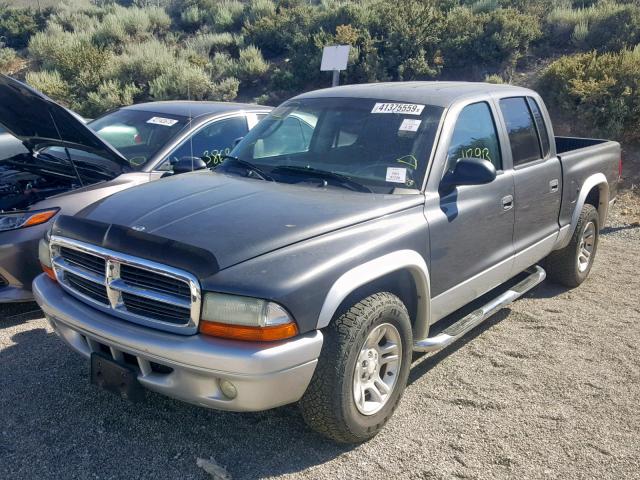 1D7HL48N24S545134 - 2004 DODGE DAKOTA QUA GRAY photo 2