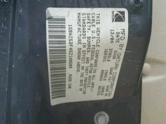 1G8AZ52F45Z140509 - 2005 SATURN ION LEVEL BLACK photo 10