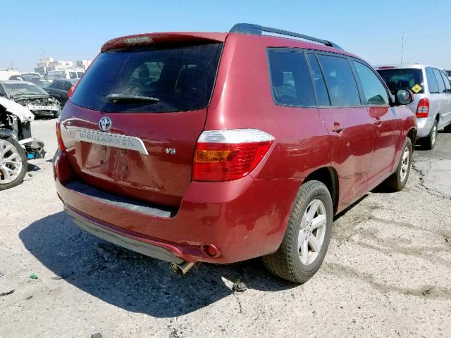 JTEDS41A182001986 - 2008 TOYOTA HIGHLANDER RED photo 4