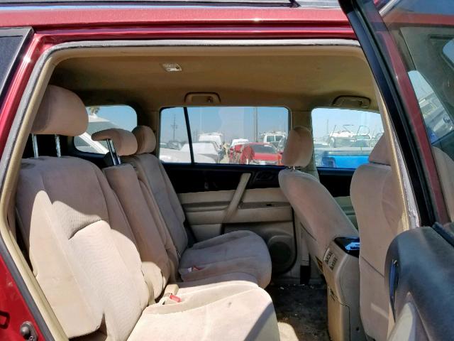 JTEDS41A182001986 - 2008 TOYOTA HIGHLANDER RED photo 6