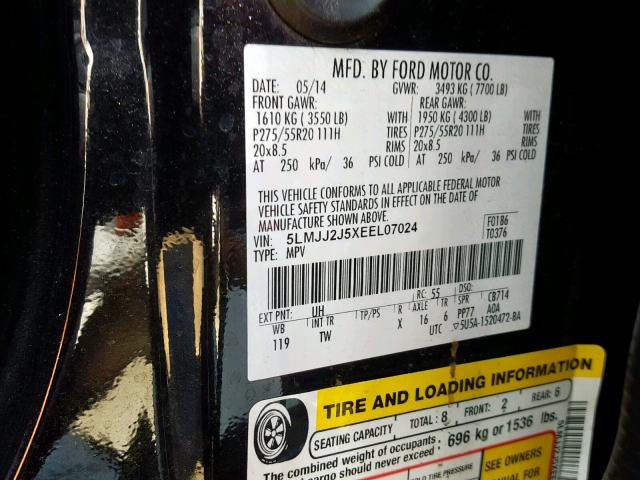 5LMJJ2J5XEEL07024 - 2014 LINCOLN NAVIGATOR BLACK photo 10
