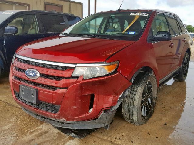 2FMDK3J96DBC58159 - 2013 FORD EDGE SEL RED photo 2