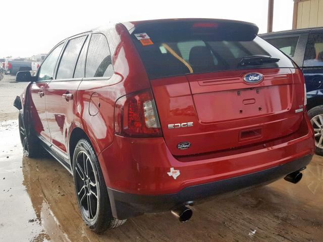 2FMDK3J96DBC58159 - 2013 FORD EDGE SEL RED photo 3