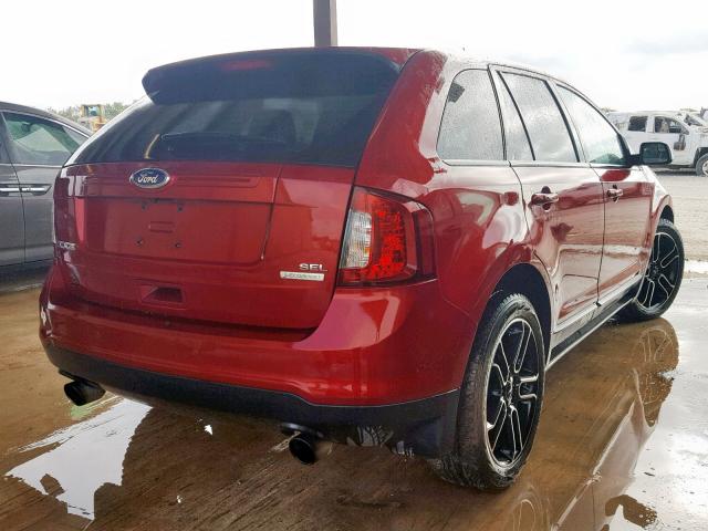 2FMDK3J96DBC58159 - 2013 FORD EDGE SEL RED photo 4