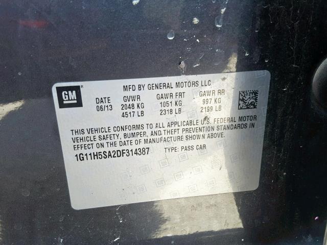 1G11H5SA2DF314387 - 2013 CHEVROLET MALIBU LTZ 灰色 照片 10