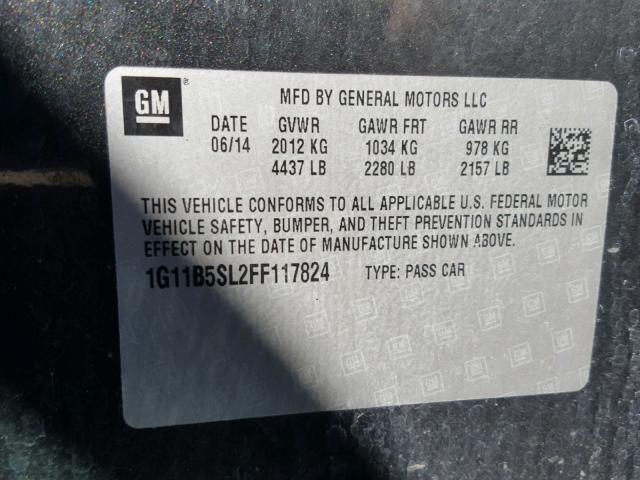 1G11B5SL2FF117824 - 2015 CHEVROLET MALIBU LS 灰色 照片 10