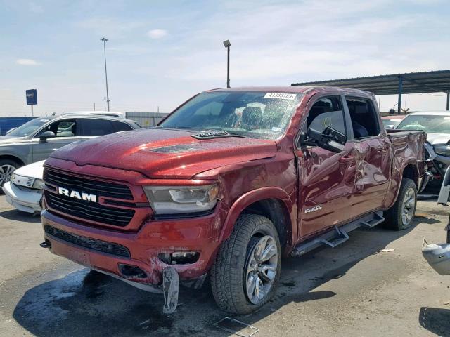 1C6SRFJT6KN605843 - 2019 RAM 1500 LARAM MAROON photo 2