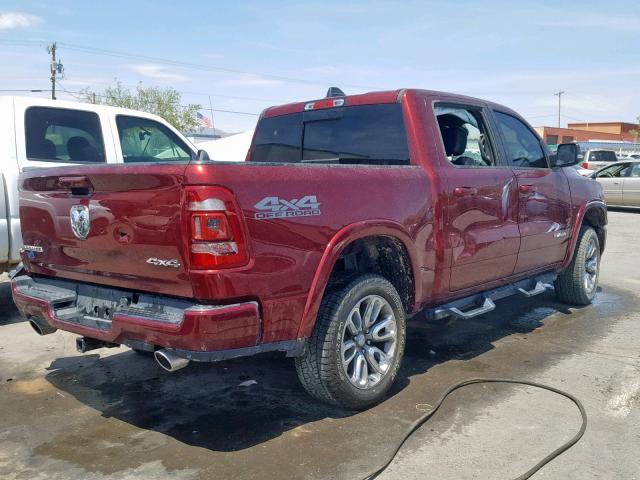 1C6SRFJT6KN605843 - 2019 RAM 1500 LARAM MAROON photo 4