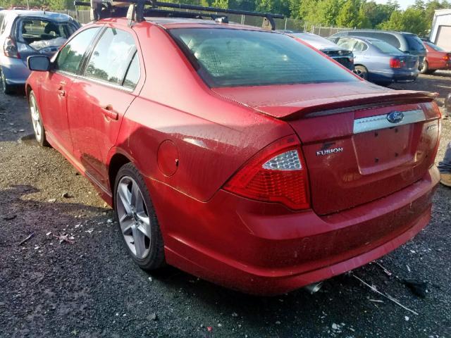 3FAHP0KC4AR254078 - 2010 FORD FUSION SPO RED photo 3