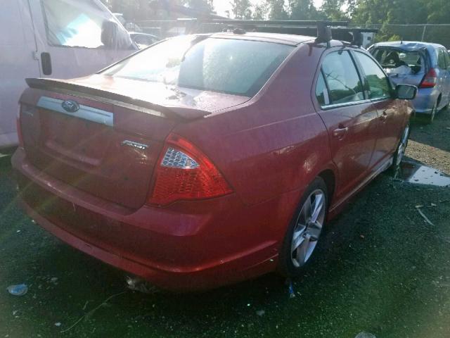 3FAHP0KC4AR254078 - 2010 FORD FUSION SPO RED photo 4