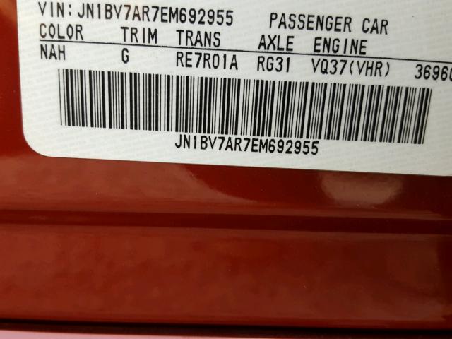 JN1BV7AR7EM692955 - 2014 INFINITI Q50 BASE RED photo 10