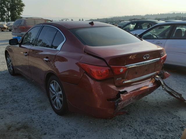 JN1BV7AR7EM692955 - 2014 INFINITI Q50 BASE RED photo 3