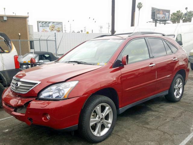 JTJHW31U982047089 - 2008 LEXUS RX 400H RED photo 2