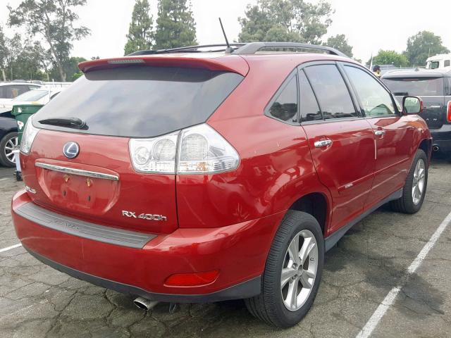 JTJHW31U982047089 - 2008 LEXUS RX 400H RED photo 4